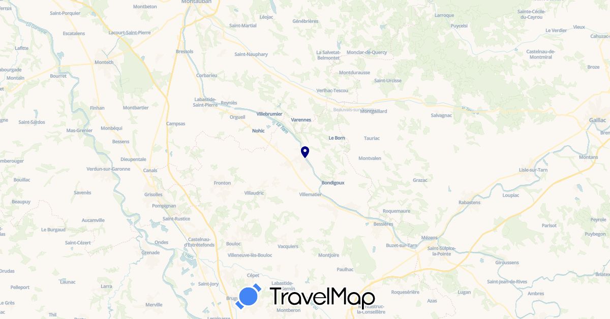 TravelMap itinerary: driving in France (Europe)